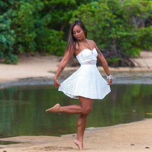 SOLD - Beautiful White Crocheted Mini Dress